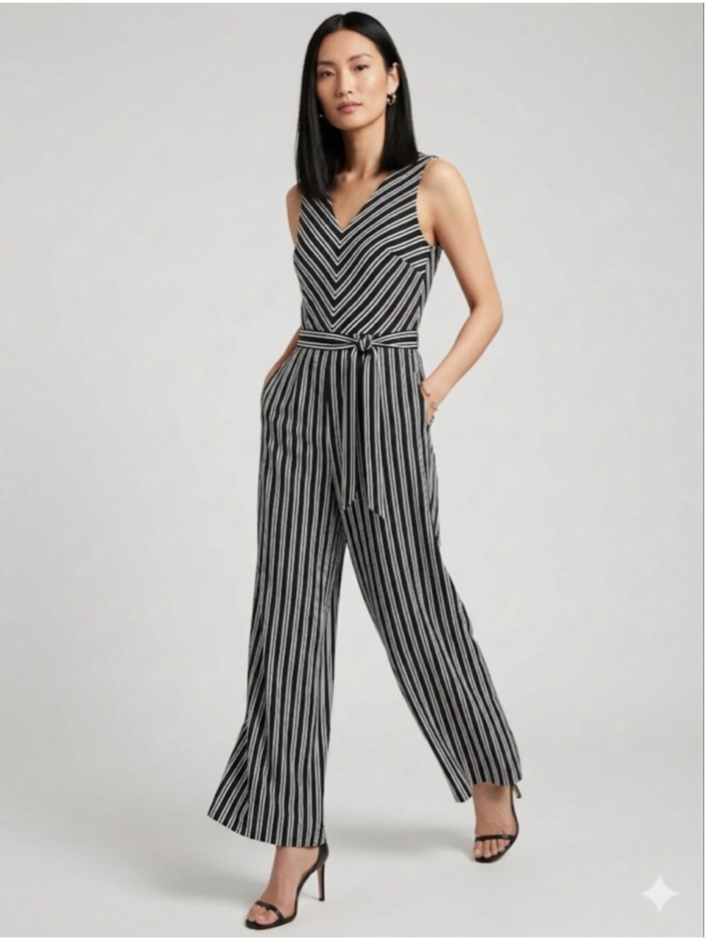 Banana Republic Striped Jumpsuit Size 0 Black White